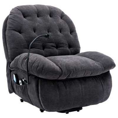 Fauteuil de Relaxation Électrique Massant et Chauffant avec Porte-Téléphone, Gris