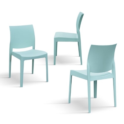 PAZZO DESIGN Sedia Alberto azzurro pastello set da 4 sedie in Polipropilene