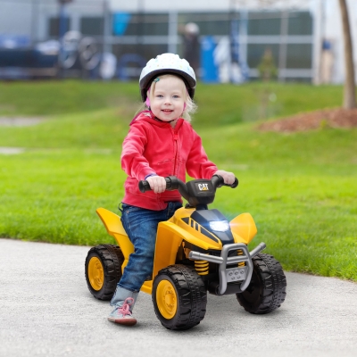 AIYAPLAY Elektryczny Quad dla Dzieci, Caterpillar, 3 km/h, do ładowania, dla Dzieci w Wieku 1,5 do 3 Lat, z Klaksonem i Światłem, Żółty