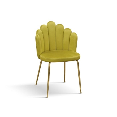 PAZZO DESIGN Sedia Sissi Giallo Senape set da 4 in velluto e gambe in metallo