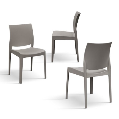 PAZZO DESIGN Sedia Alberto set da 4 sedie tortora, Polipropilene