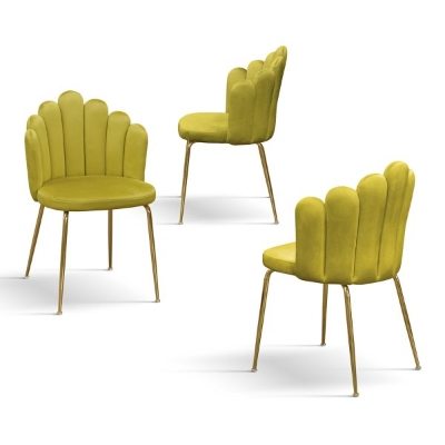 PAZZO DESIGN Sedia Sissi Giallo Senape set da 4 in velluto e gambe in metallo
