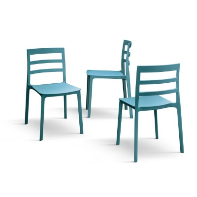 PAZZO DESIGN Sedia Luca set da 4 sedie blu in Polipropilene