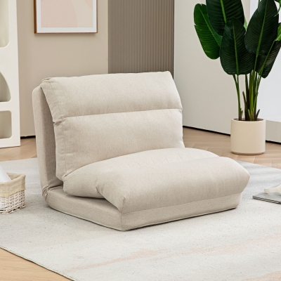 HOMCOM Składany Fotel z Funkcją Łóżka, Regulowana Opierającą się, do 120kg, 70 x 41 x 56 cm, Beżowy