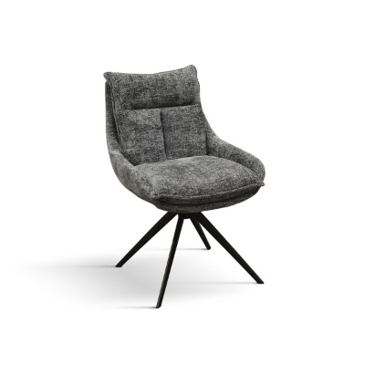 PAZZO DESIGN Sedia Biagio Grigio set da 2 sedie con rivestimento in tessuto e gambe in metallo