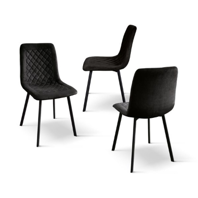 PAZZO DESIGN Sedia Arianna set da 4 sedie Nero in velluto e gambe in metallo