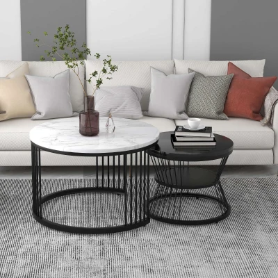 Ensemble de 2 Tables Basses Gigognes Modernes, Noir
