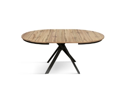 PAZZO DESIGN Tavolo Allungabile con Gambe Incrociate rotondo, Made in Italy, Basamento Nero, Rovere rustico