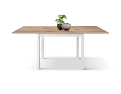 PAZZO DESIGN Tavolo allungabile, Rovere Rustico, Nobilitato, Made in Italy, Basamento Bianco, 90 x 90 x 76,5 cm
