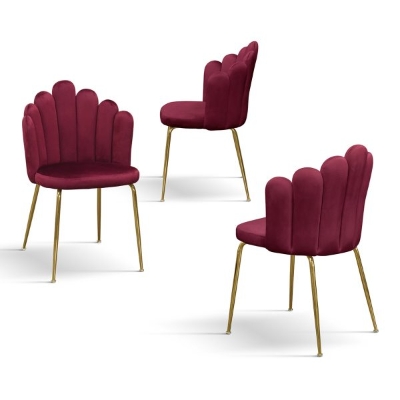 PAZZO DESIGN Sedia Sissi Bordeaux set da 4 in velluto e gambe in metallo