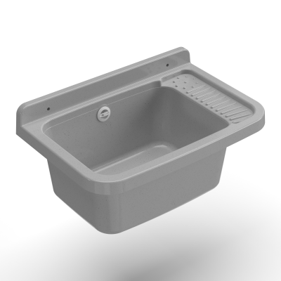 MONGARDI Lavandino pilozzo a muro da esterno 50x35x24, colore CEMENTO