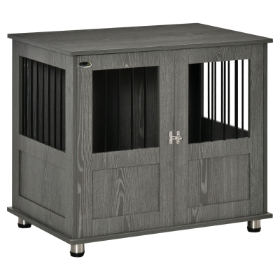 PawHut Dog Crate Table Grey 85x55x75cm for Medium/Large Dogs