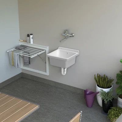 MONGARDI Lavandino pilozzo a muro da esterno 40x40x19, colore BIANCO