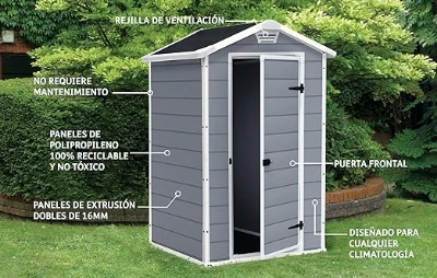 Keter Casetta da Giardino Manor 4x3, Grigia, 129 X 103 X 196 h