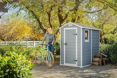 Keter Casetta da Giardino Manor 4x6, Grigia, 130 X 192 X 198 h