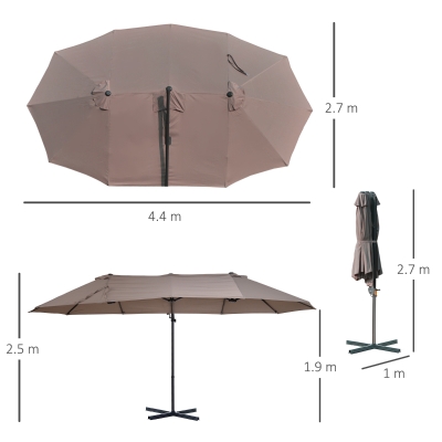 METRO Professional Ombrellone A Doppio Braccio Semaforo 5,65 M - Idrorepellente, Con Manovella, UV 50+