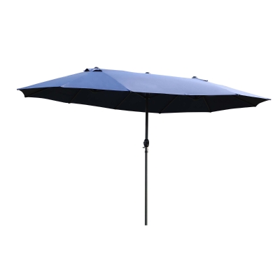 Outsunny Podwójny Parasol Ogrodowy Marketowy na Taras z Korbą Niebieski Owal 460 x 270 x 240 cm