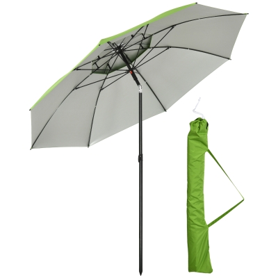 Outsunny Parasol, Ø185 cm Parasol plażowy z ochroną UV, podwójny dach, stal,