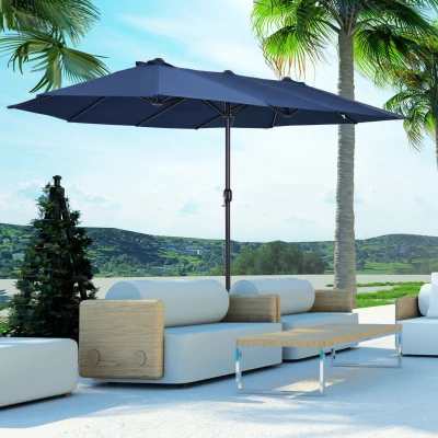 Outsunny dubbele parasol tuinparasol marktparasol met handslinger 460 x 270 cm