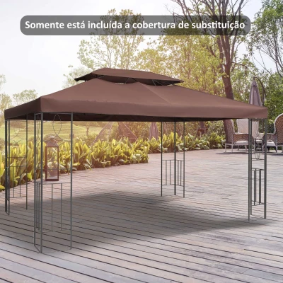 Outsunny Toldo de Substituição 4x3m para Pérgola de Jardim 2 Níveis Respirável com 10 Orifícios de Drenagem Cobertura de Substituição de Pérgola Exterior Marrom