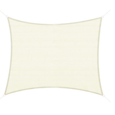 Outsunny Vela de Sombra Retangular 3x4 m Toldo Vela de HDPE com Proteção UV Aneis em Forma de D e Cordas para Jardim Pátio Piscina Creme