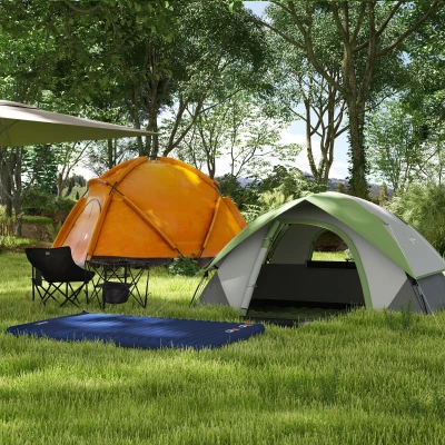 Outsunny 2-3 Person Inflatable Camping Tent with Mattress Khaki