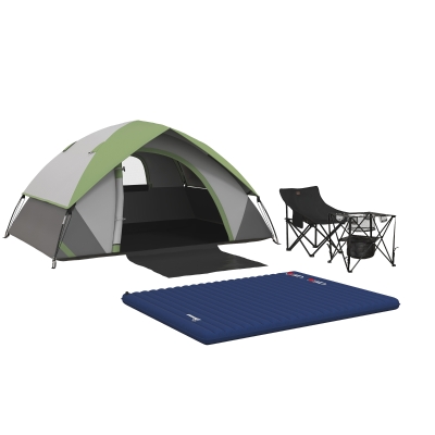 Outsunny 2-3 Person Inflatable Camping Tent with Mattress Khaki