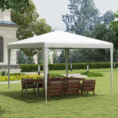 Outsunny Tenda de Jardim Desmontável Tenda para Exteriores com 4 Orifícios de Drenagem e Tubo de Aço 293x293x252 cm Branco
