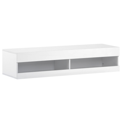 Wall-Mounted High Gloss TV Cabinet with LED Lights, White