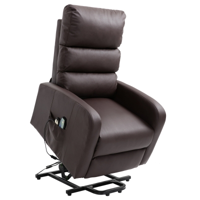 Power Lift Recliner Massage Chair with Heat & Vibration, Brown