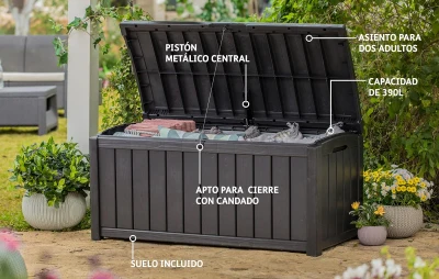 Keter Baule da Giardino Glenwood, 390L, Effetto Legno, Marrone, 128x65x61H cm
