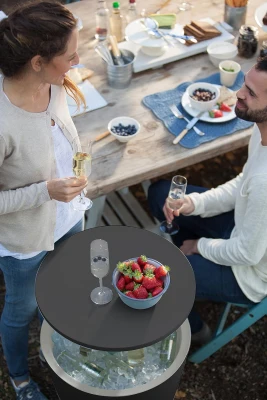 Keter Contenitore Portaghiaccio Cool Bar con Funzione di Tavolino, 30L, Grigio, 49,5x49x5x84,5H cm