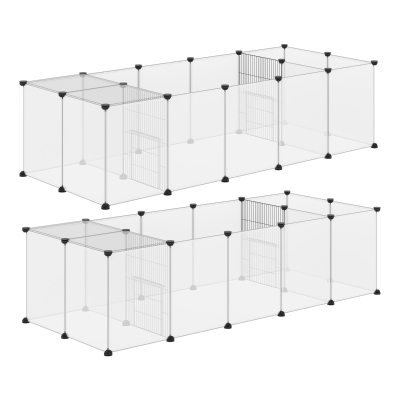 PawHut Enclos Modulable 40 Panneaux Petits Animaux 175x70x45cm Blanc