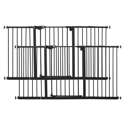 PawHut Barrières Animaux Lot de 2 Fermeture Auto Noir