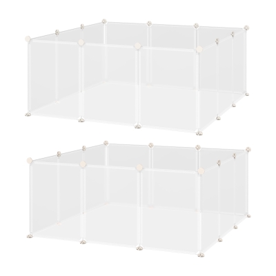 PawHut Enclos Modulable 12 Panneaux Petits Animaux Blanc