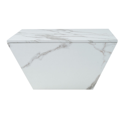 Modern Trapezoidal Coffee Table with 2 Drawers, White