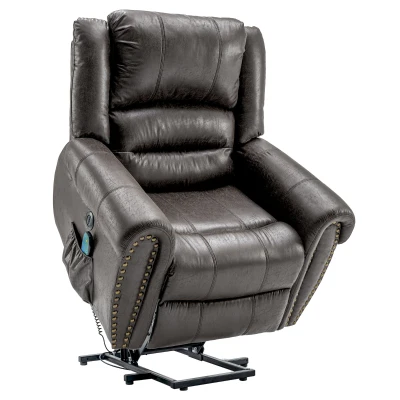 Large Power Lift Recliner Massage Chair with Heat, Grey