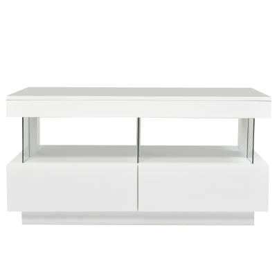 High Gloss Coffee Table with 16-Colour LED Lights, White