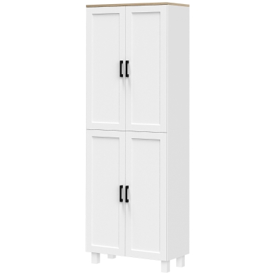 HOMCOM Armário de Cozinha com 4 Portas e Prateleiras Ajustáveis Anti-Tombo 60x30x170,5 cm Branco