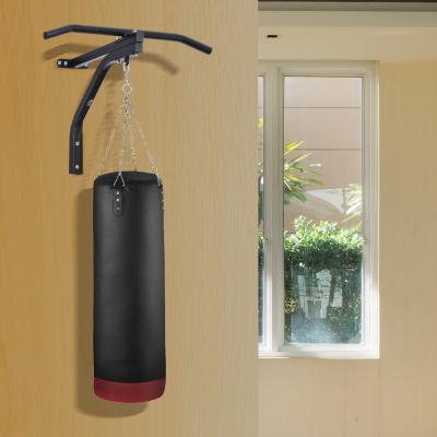 HOMCOM Barra de Elevação para Parede 2 em 1 Suporte para Saco de Boxe para Treinamento Carga Máx. 130Kg 93x47x51 cm Preto