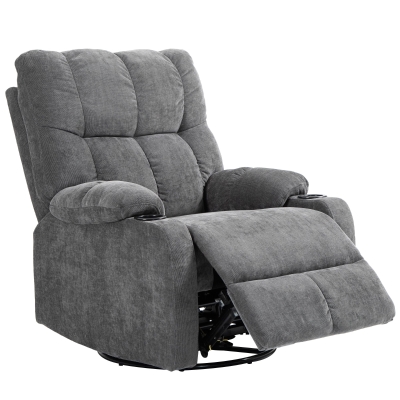 HOMCOM Relaxstoel met Voetsteun, Ligstoel, Draaibaar, tot 150 kg, Stalen Frame, 88x96x108cm, Donkergrijs