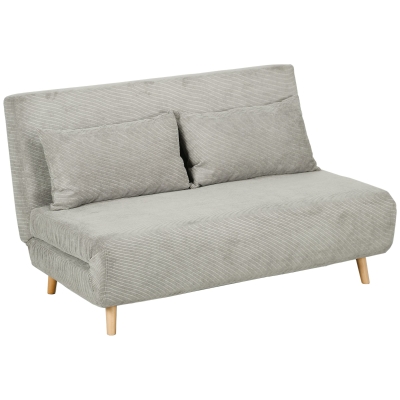 HOMCOM Schlafsofa, Gästebett, 3-fach verstellbare Rückenlehne, Leinenoptik, bis 120 kg, 141 x 90 x 81 cm, Grau