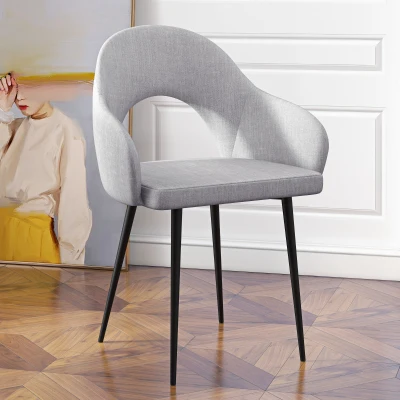 HOMCOM Gestoffeerde Stoel, Comfortabel, 56x58,5x84,5cm, Grijs+Zwart