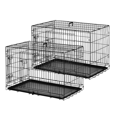 PawHut Lot de 2 Cages Pliante en Acier Noir pour Chien 92cm