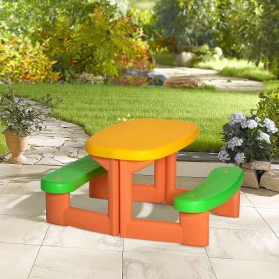 HOMCOM Tavolo da picnic per bambini 95cm x 73cm x 46cm Giallo, Verde, Arancione