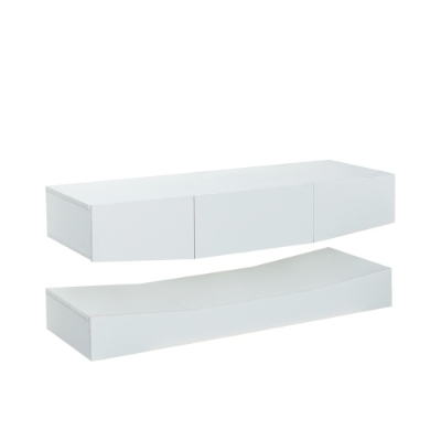 Meuble TV Suspendu Moderne avec Éclairage LED, Blanc