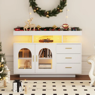 Buffet avec LED, Blanc