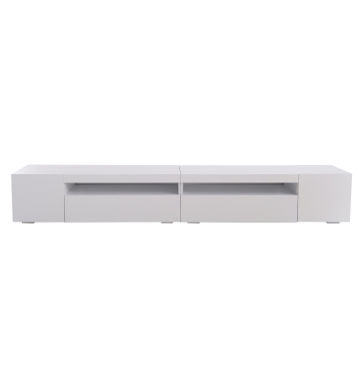 Moderner TV-Schrank mit LED-Beleuchtung, weißes Panel, 240 cm, für Wohn- und Esszimmer, Weiß