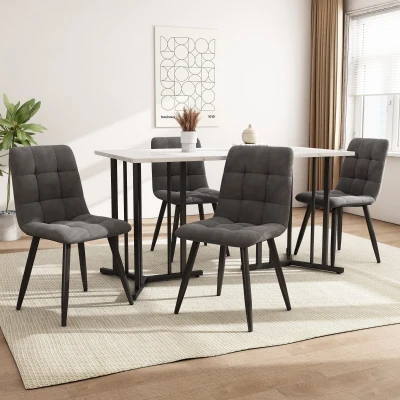 Modern Oblong Dining Room Tables with Adjustable Feet, White