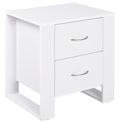 HOMCOM Bedside Table 2 Drawers Elevated Base White